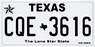 TX license plate CQE3616