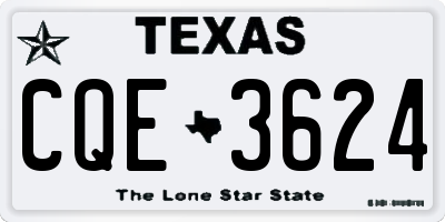 TX license plate CQE3624