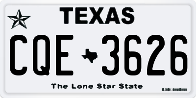 TX license plate CQE3626