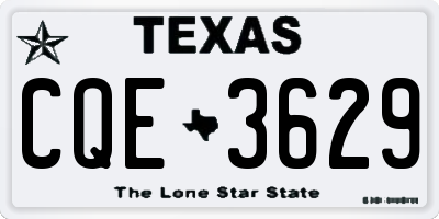 TX license plate CQE3629