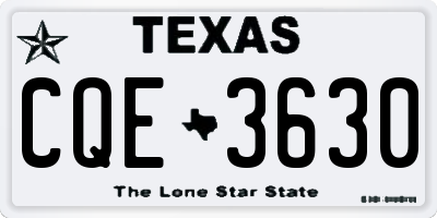 TX license plate CQE3630