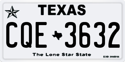TX license plate CQE3632