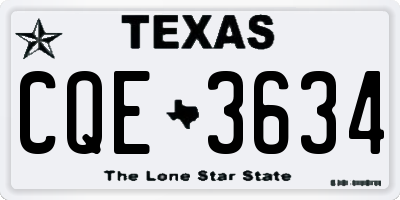 TX license plate CQE3634