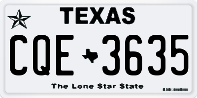 TX license plate CQE3635