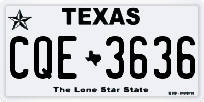 TX license plate CQE3636