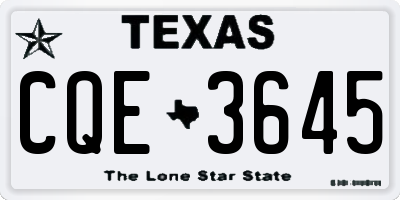 TX license plate CQE3645