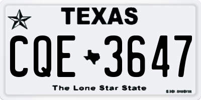 TX license plate CQE3647