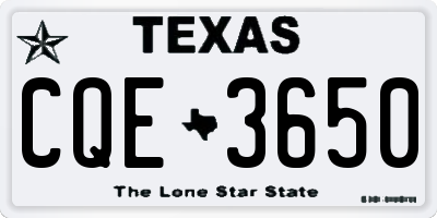 TX license plate CQE3650