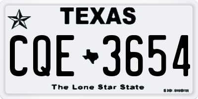 TX license plate CQE3654
