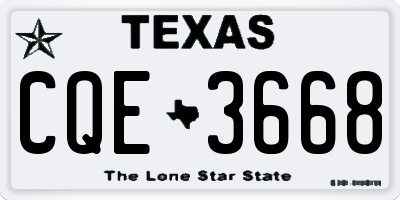TX license plate CQE3668