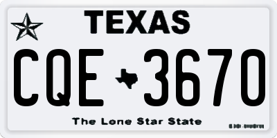 TX license plate CQE3670