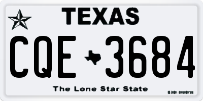 TX license plate CQE3684