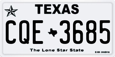 TX license plate CQE3685