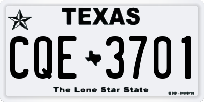 TX license plate CQE3701