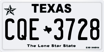 TX license plate CQE3728