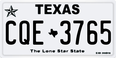 TX license plate CQE3765
