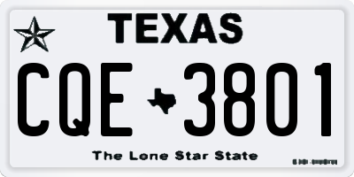 TX license plate CQE3801