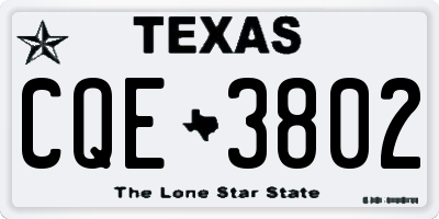 TX license plate CQE3802
