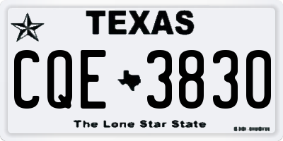 TX license plate CQE3830