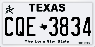 TX license plate CQE3834