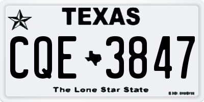 TX license plate CQE3847