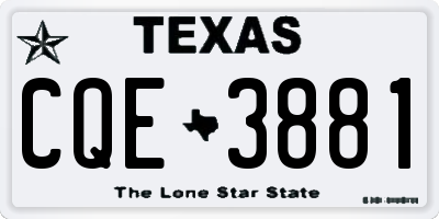 TX license plate CQE3881