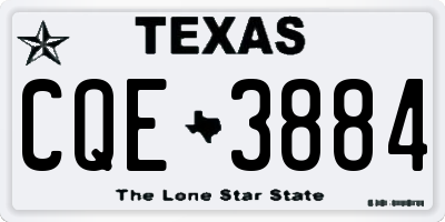 TX license plate CQE3884