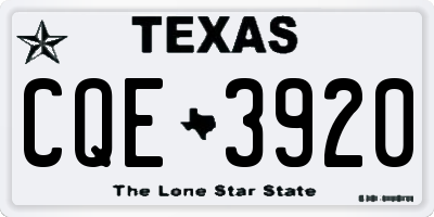 TX license plate CQE3920