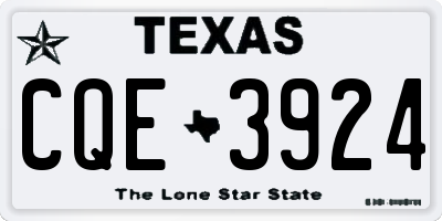 TX license plate CQE3924