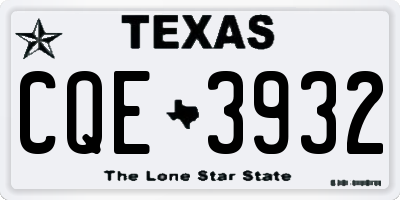 TX license plate CQE3932