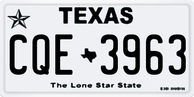 TX license plate CQE3963