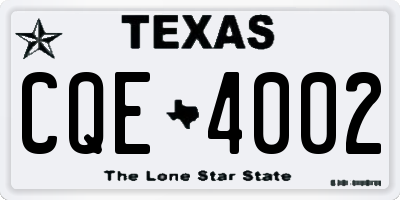 TX license plate CQE4002