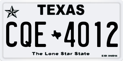 TX license plate CQE4012