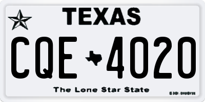 TX license plate CQE4020