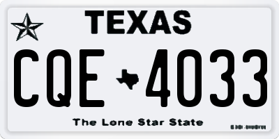 TX license plate CQE4033
