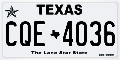 TX license plate CQE4036