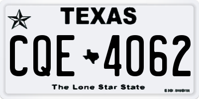 TX license plate CQE4062