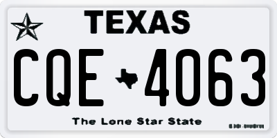 TX license plate CQE4063