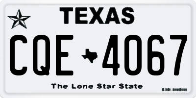 TX license plate CQE4067