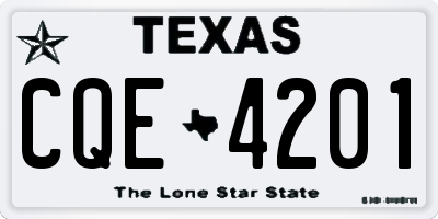 TX license plate CQE4201