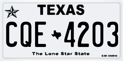 TX license plate CQE4203