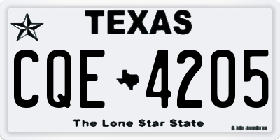 TX license plate CQE4205