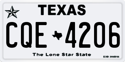 TX license plate CQE4206