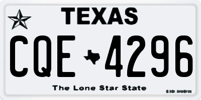 TX license plate CQE4296