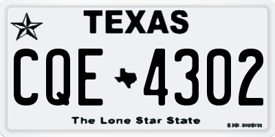 TX license plate CQE4302