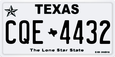 TX license plate CQE4432