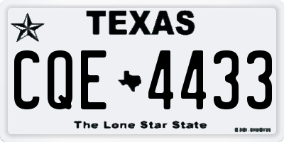 TX license plate CQE4433