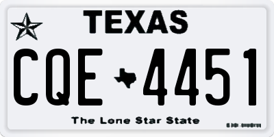 TX license plate CQE4451
