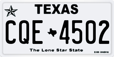 TX license plate CQE4502