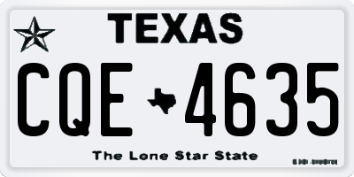 TX license plate CQE4635